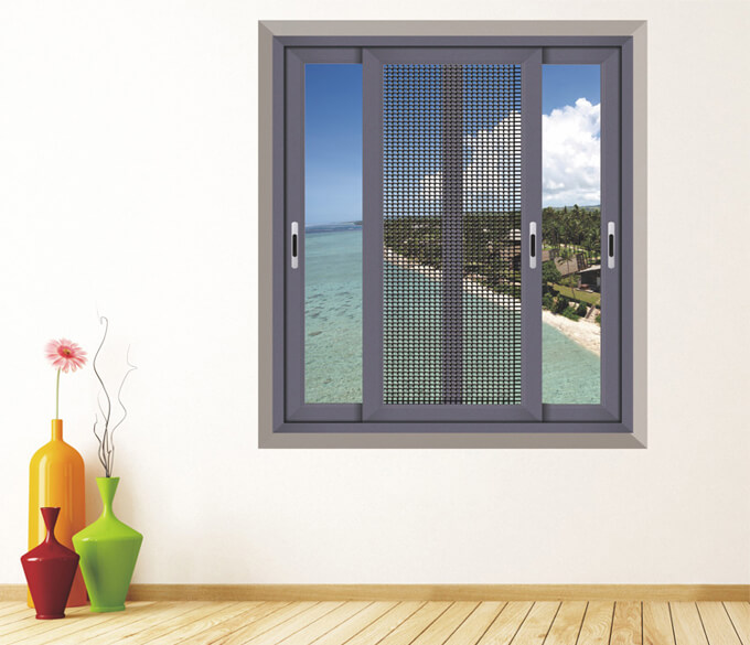 Aluminium Frame Interior Sliding Glass Window With Mosquito Net